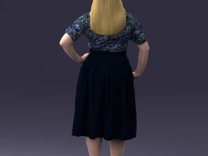 000085 Realistic Female Character in Elegant Dress 1013 3D Model