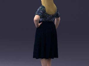 000085 Realistic Female Character in Elegant Dress 1013 3D Model
