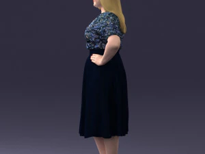 000085 Realistic Female Character in Elegant Dress 1013 3D Model