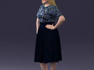 000085 Realistic Female Character in Elegant Dress 1013 3D Model