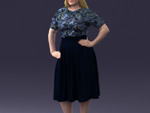 000085 Realistic Female Character in Elegant Dress 1013 Modèle 3D