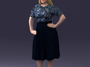 000085 Realistic Female Character in Elegant Dress 1013 3D Model