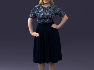 000085 Realistic Female Character in Elegant Dress 1013 3D Model