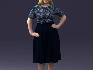 000085 Realistic Female Character in Elegant Dress 1013 3D Model