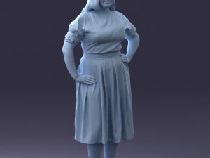 000085 Realistic Female Character in Elegant Dress 1013 3D Model