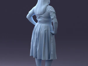 000085 Realistic Female Character in Elegant Dress 1013 3D Model