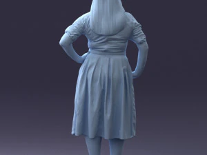 000085 Realistic Female Character in Elegant Dress 1013 3D Model