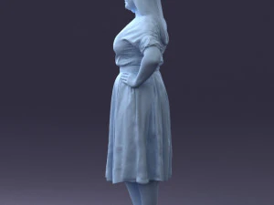 000085 Realistic Female Character in Elegant Dress 1013 3D Model