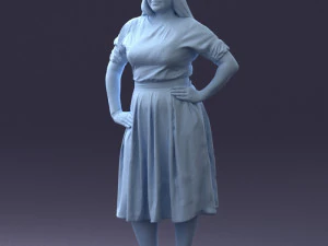 000085 Realistic Female Character in Elegant Dress 1013 3D Model