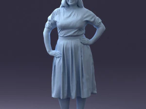 000085 Realistic Female Character in Elegant Dress 1013 3D Model