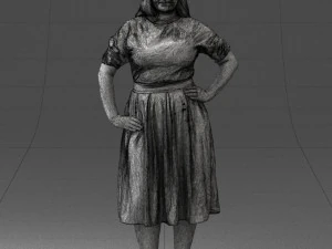 000085 Realistic Female Character in Elegant Dress 1013 3D Model