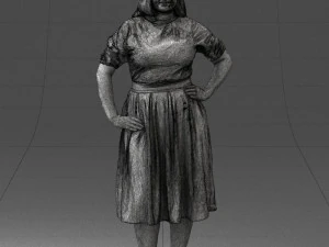 000085 Realistic Female Character in Elegant Dress 1013 3D Model