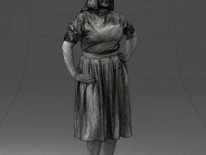 000085 Realistic Female Character in Elegant Dress 1013 3D Model