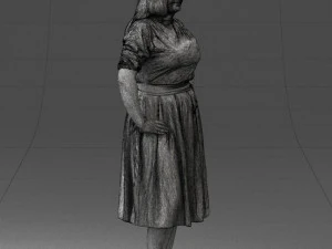 000085 Realistic Female Character in Elegant Dress 1013 3D Model