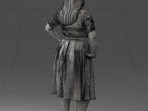 000085 Realistic Female Character in Elegant Dress 1013 3D Model