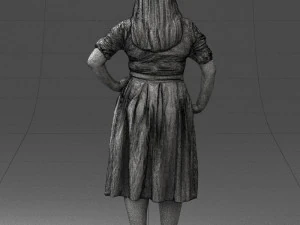 000085 Realistic Female Character in Elegant Dress 1013 3D Model