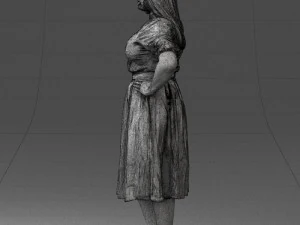 000085 Realistic Female Character in Elegant Dress 1013 3D Model