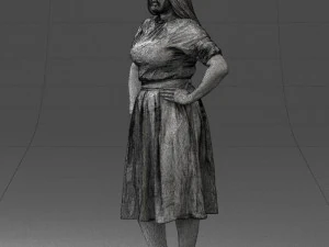 000085 Realistic Female Character in Elegant Dress 1013 3D Model