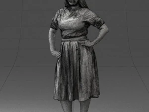 000085 Realistic Female Character in Elegant Dress 1013 3D Model