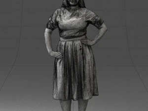 000085 Realistic Female Character in Elegant Dress 1013 3D Model