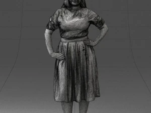 000085 Realistic Female Character in Elegant Dress 1013 3D Model