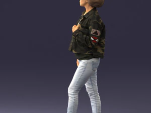 000128 Casual Young Woman in Camo Jacket 0529 3D Model
