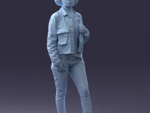 000128 Casual Young Woman in Camo Jacket 0529 3D Model