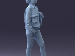 000128 Casual Young Woman in Camo Jacket 0529 3D Model