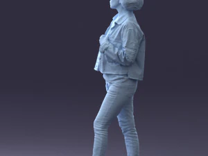 000128 Casual Young Woman in Camo Jacket 0529 3D Model