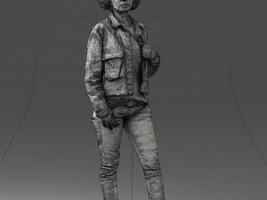 000128 Casual Young Woman in Camo Jacket 0529 3D Model