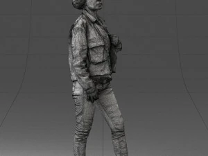 000128 Casual Young Woman in Camo Jacket 0529 3D Model