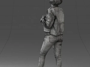 000128 Casual Young Woman in Camo Jacket 0529 3D Model