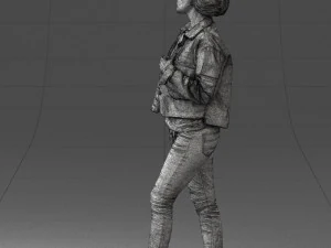 000128 Casual Young Woman in Camo Jacket 0529 3D Model