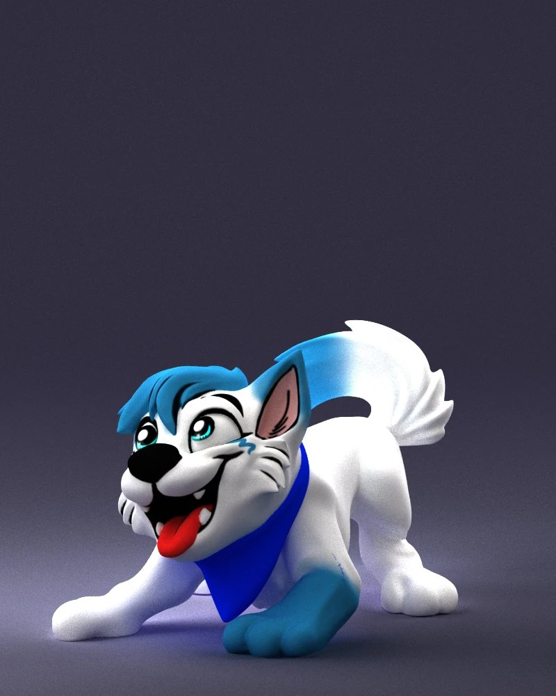 000099 Playful Cartoon Dog 1223 3dp 3D Print Model .c4d .max .obj .3ds .fbx .stl .blend 