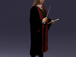 000282 Wizard with Wand and Book 0730 3D Model