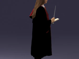 000282 Wizard with Wand and Book 0730 3D Model