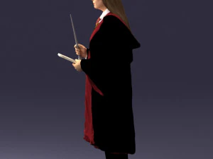 000282 Wizard with Wand and Book 0730 3D Model