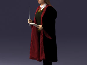 000282 Wizard with Wand and Book 0730 3D Model