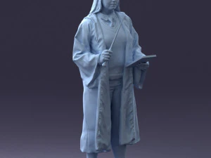 000282 Wizard with Wand and Book 0730 3D Model