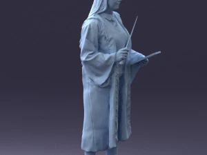 000282 Wizard with Wand and Book 0730 3D Model