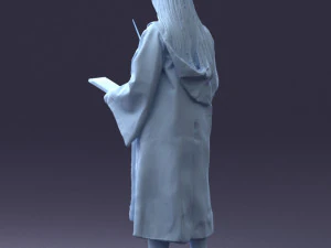 000282 Wizard with Wand and Book 0730 3D Model