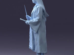 000282 Wizard with Wand and Book 0730 3D Model