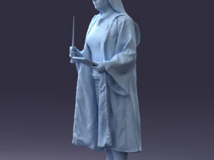 000282 Wizard with Wand and Book 0730 3D Model