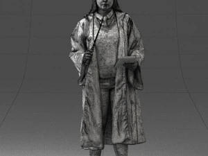 000282 Wizard with Wand and Book 0730 3D Model