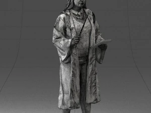 000282 Wizard with Wand and Book 0730 3D Model