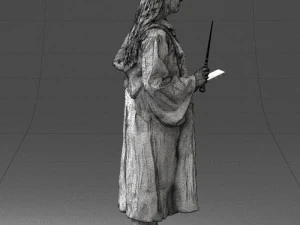 000282 Wizard with Wand and Book 0730 3D Model