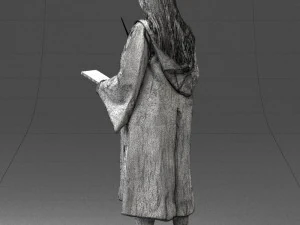 000282 Wizard with Wand and Book 0730 3D Model