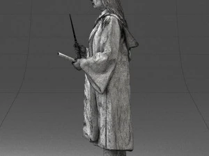 000282 Wizard with Wand and Book 0730 3D Model