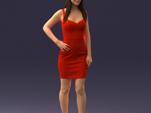 girl in a red dress 1008 3D 모델
