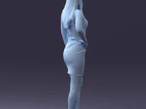 000293 Young Woman in a Fitted Red Dress 1008 3D Model